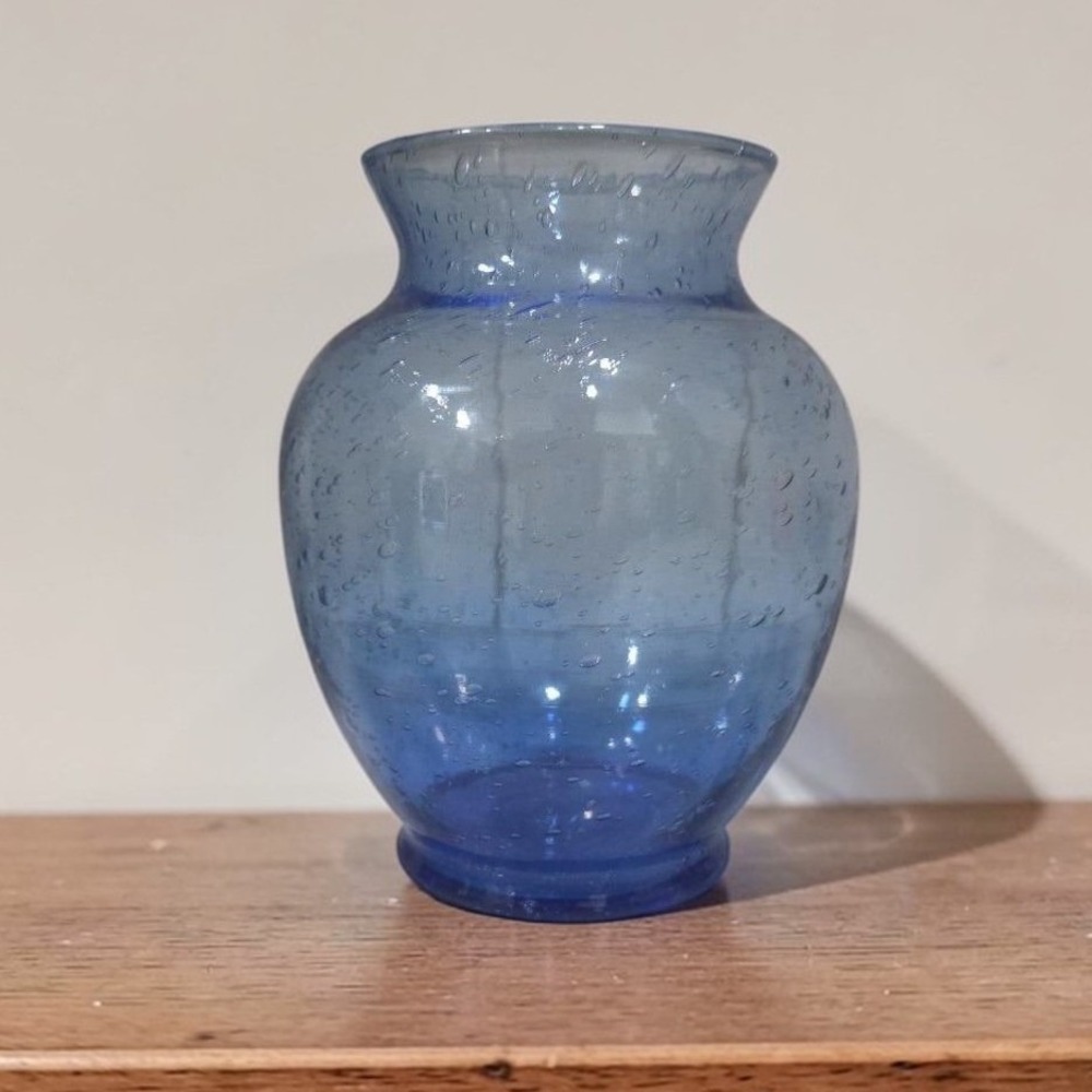 Indiana Glass‎ Bubble Art Blue Vase, Vintage Centerpiece Decor, Replacement